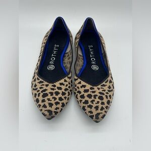 ROTHY’S The Point Leopard Cheetah Animal Print Pointed Ballet Flat Shoes Size 8